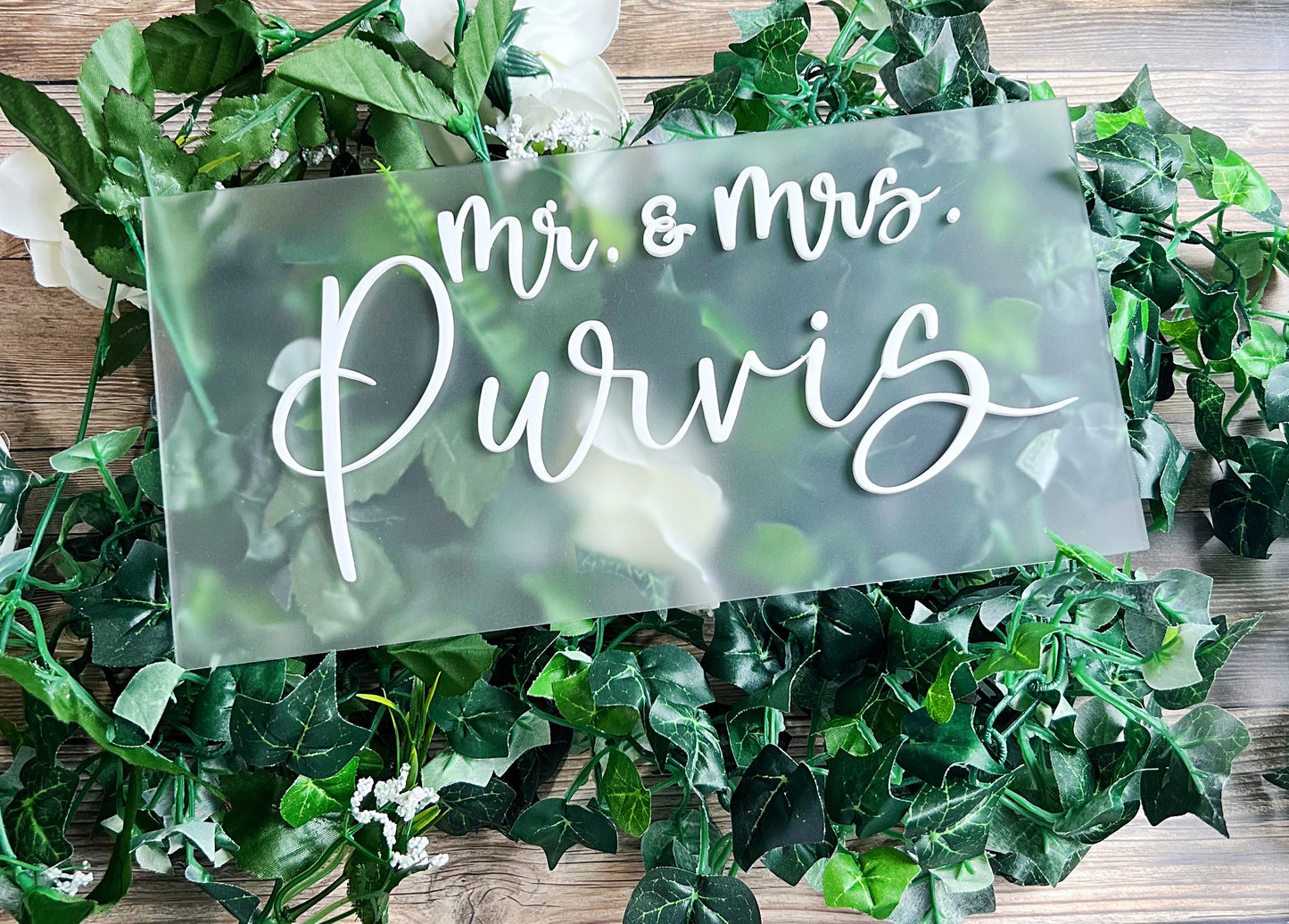 Mr. & Mrs. Wedding Head Table 3D Acrylic Signs | Family Name Laser Cut Acrylic Sign with Stand | Sweetheart Table Decor