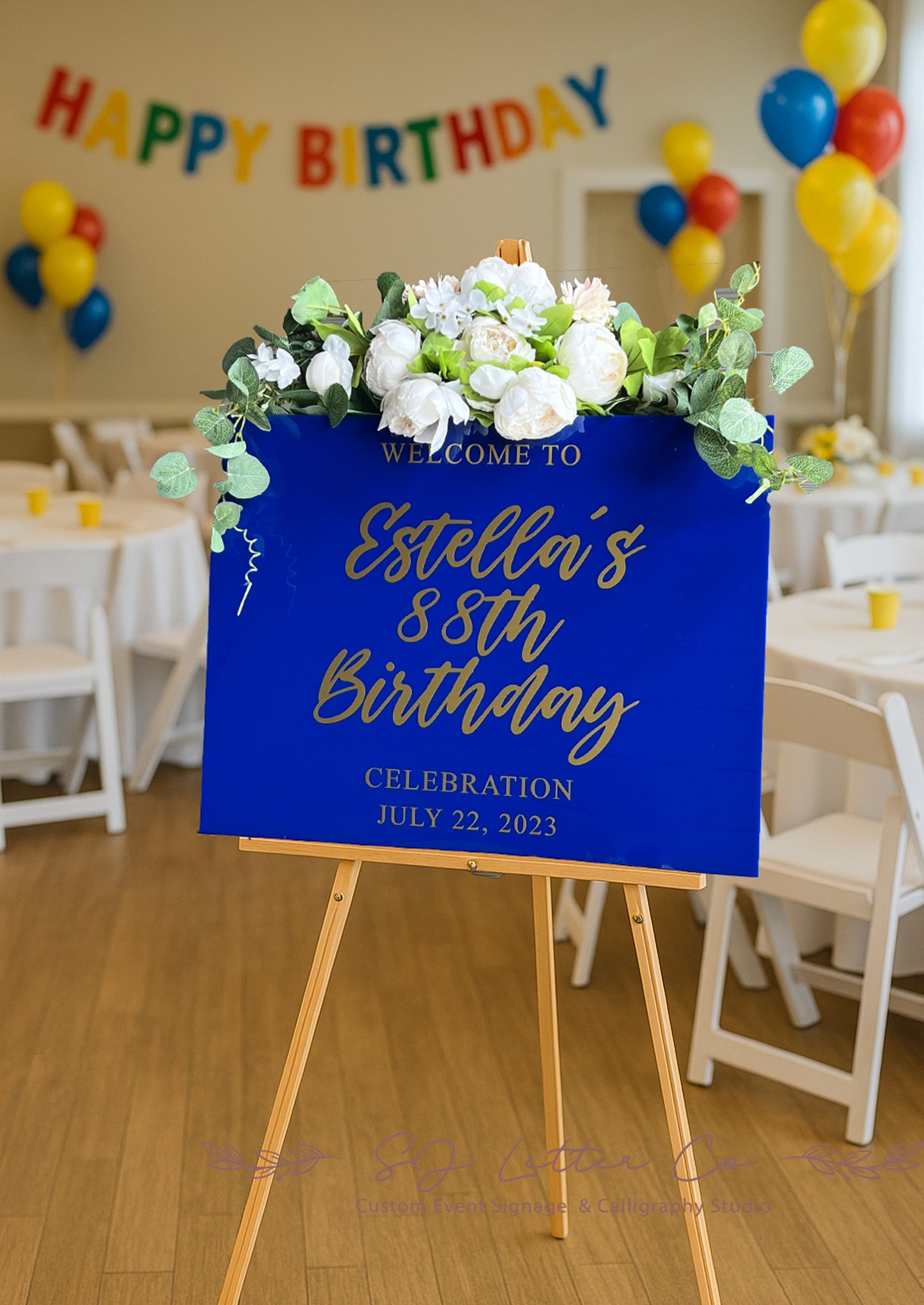 Blue Acrylic Birthday Welcome Sign | Birthday Celebration Party Welcome Sign