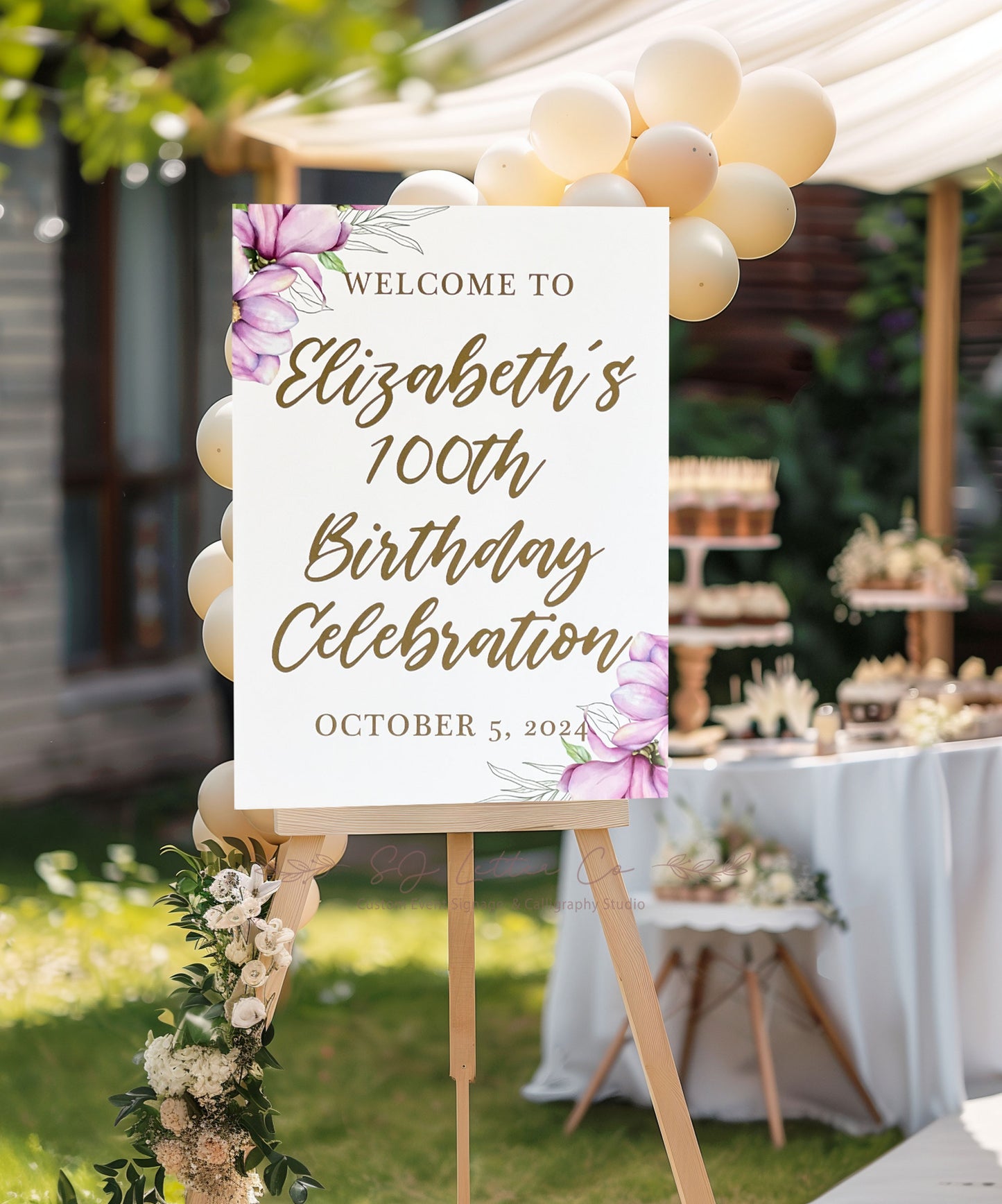Acrylic Floral Birthday Welcome Sign | Sweet Sixteen Sign | Custom Acrylic Birthday Sign | Acrylic Quinceanera Welcome Sign