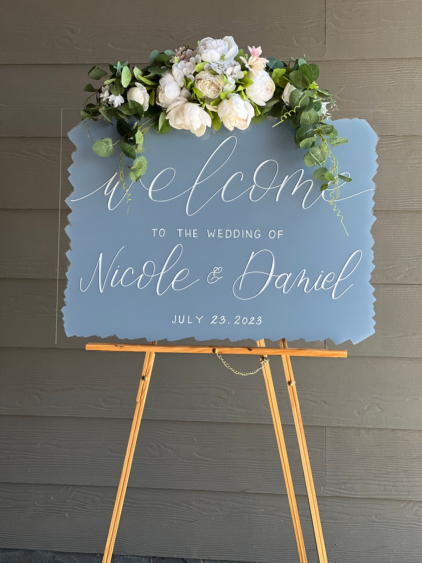 Back Painted Acrylic Wedding Welcome Sign | Welcome to our Wedding Sign