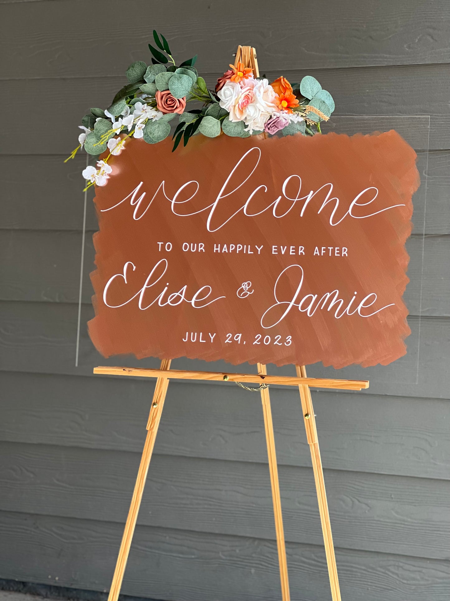 Back Painted Acrylic Wedding Welcome Sign | Welcome to our Wedding Sign