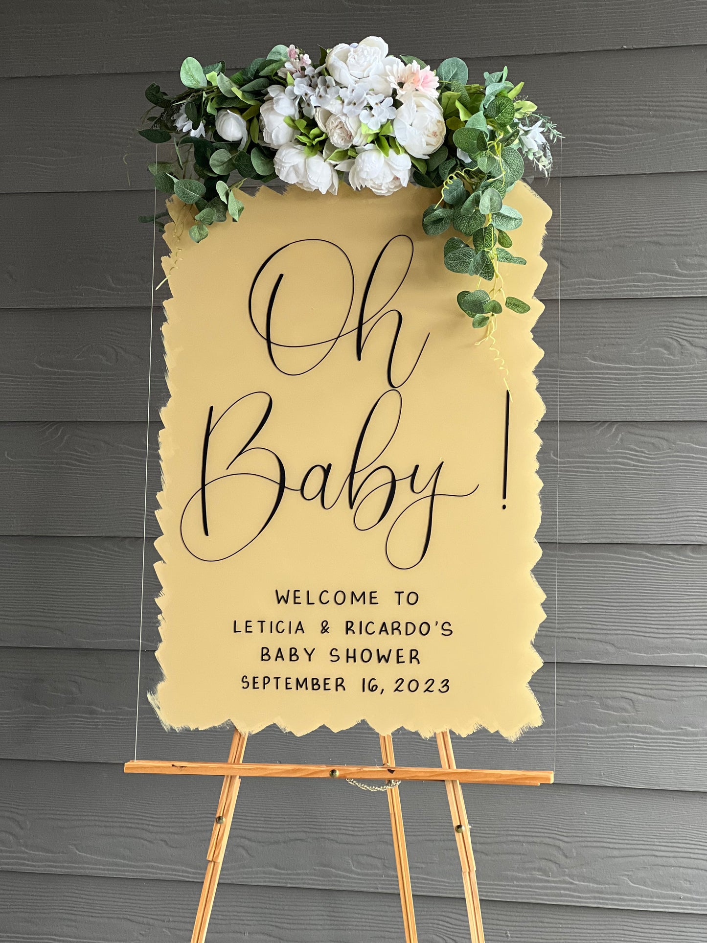 Acrylic Baby Shower Welcome Sign Painted Back | Acrylic Welcome Sign | Gender Reveal Sign