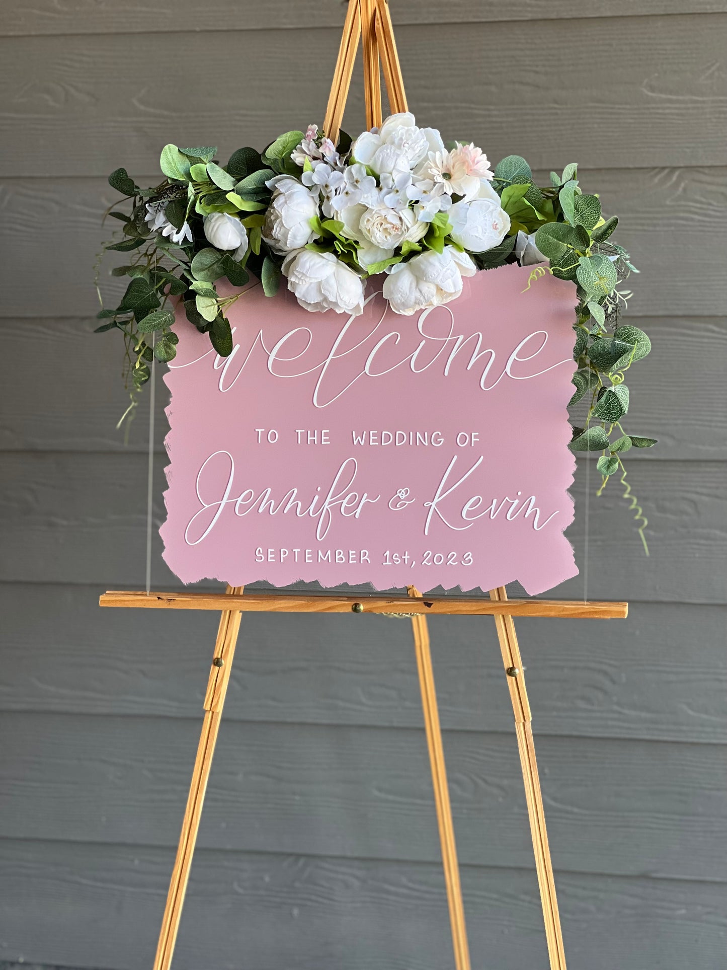 Back Painted Acrylic Wedding Welcome Sign | Welcome to our Wedding Sign