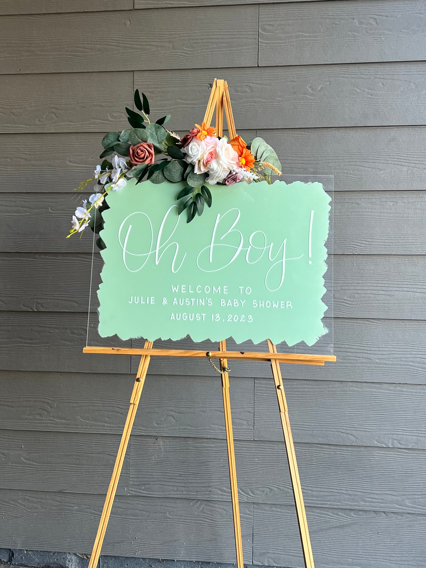 Acrylic Baby Shower Welcome Sign Painted Back | Acrylic Welcome Sign | Gender Reveal Sign