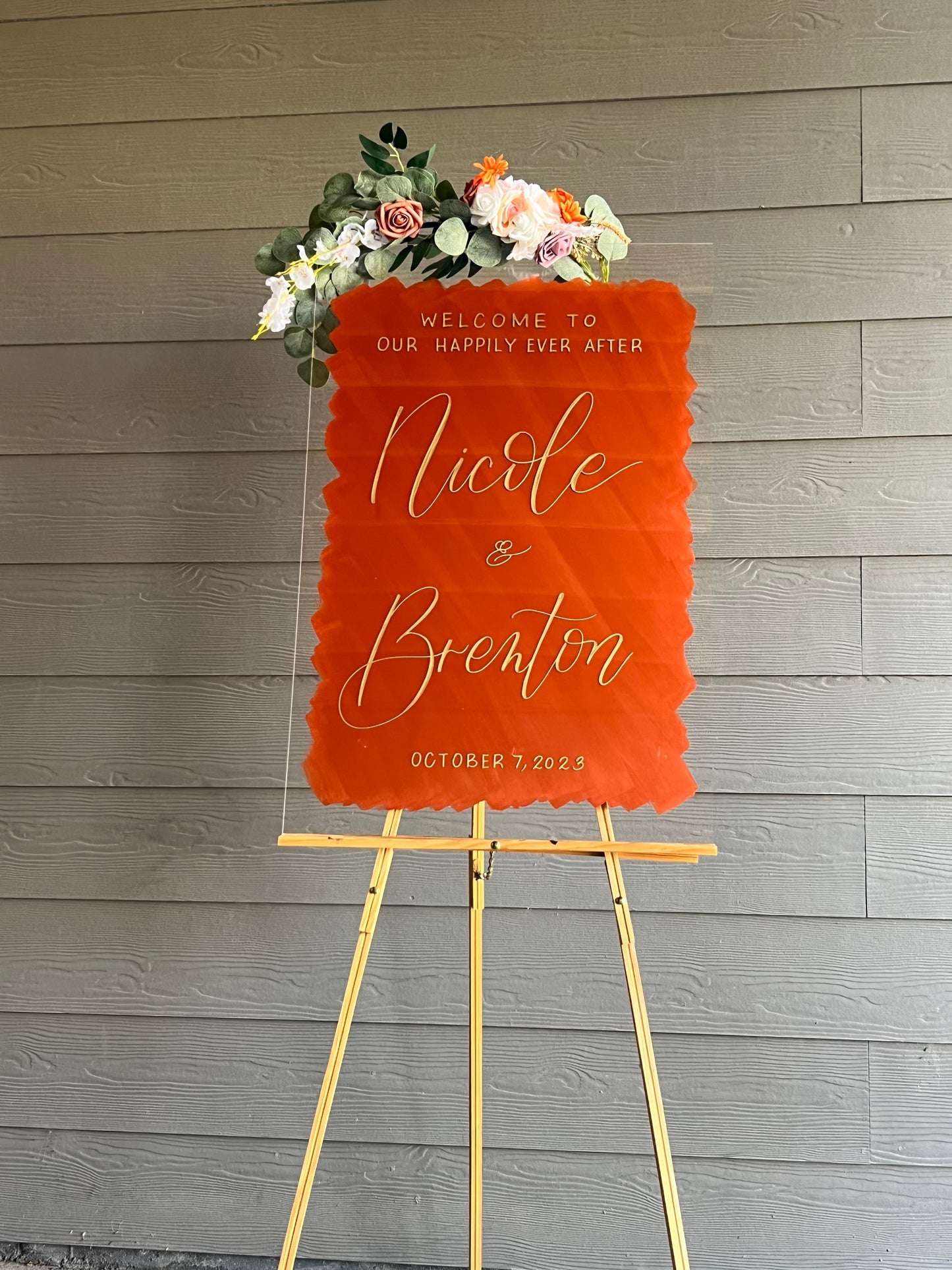 Back Painted Acrylic Wedding Welcome Sign | Welcome to our Wedding Sign