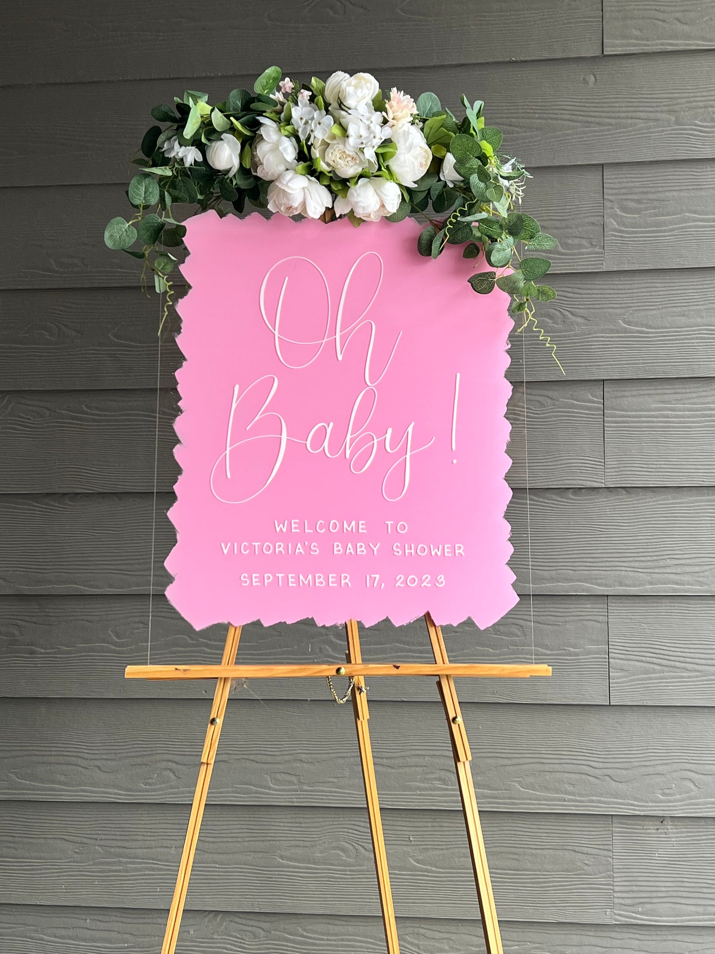 Acrylic Baby Shower Welcome Sign Painted Back | Acrylic Welcome Sign | Gender Reveal Sign