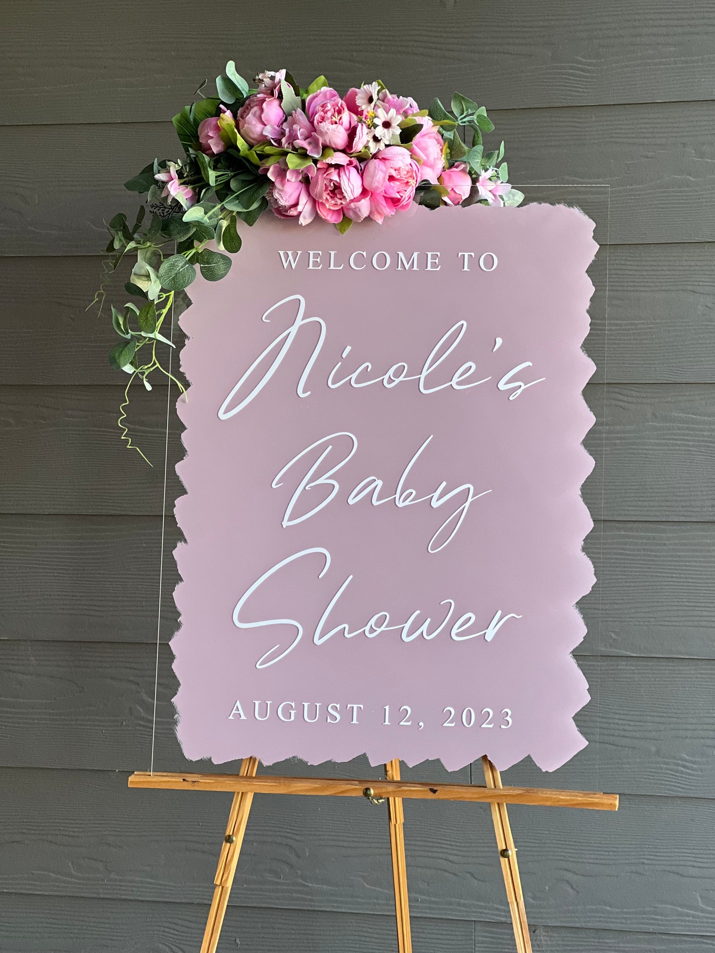 Acrylic Baby Shower Welcome Sign Painted Back | Acrylic Welcome Sign | Gender Reveal Sign