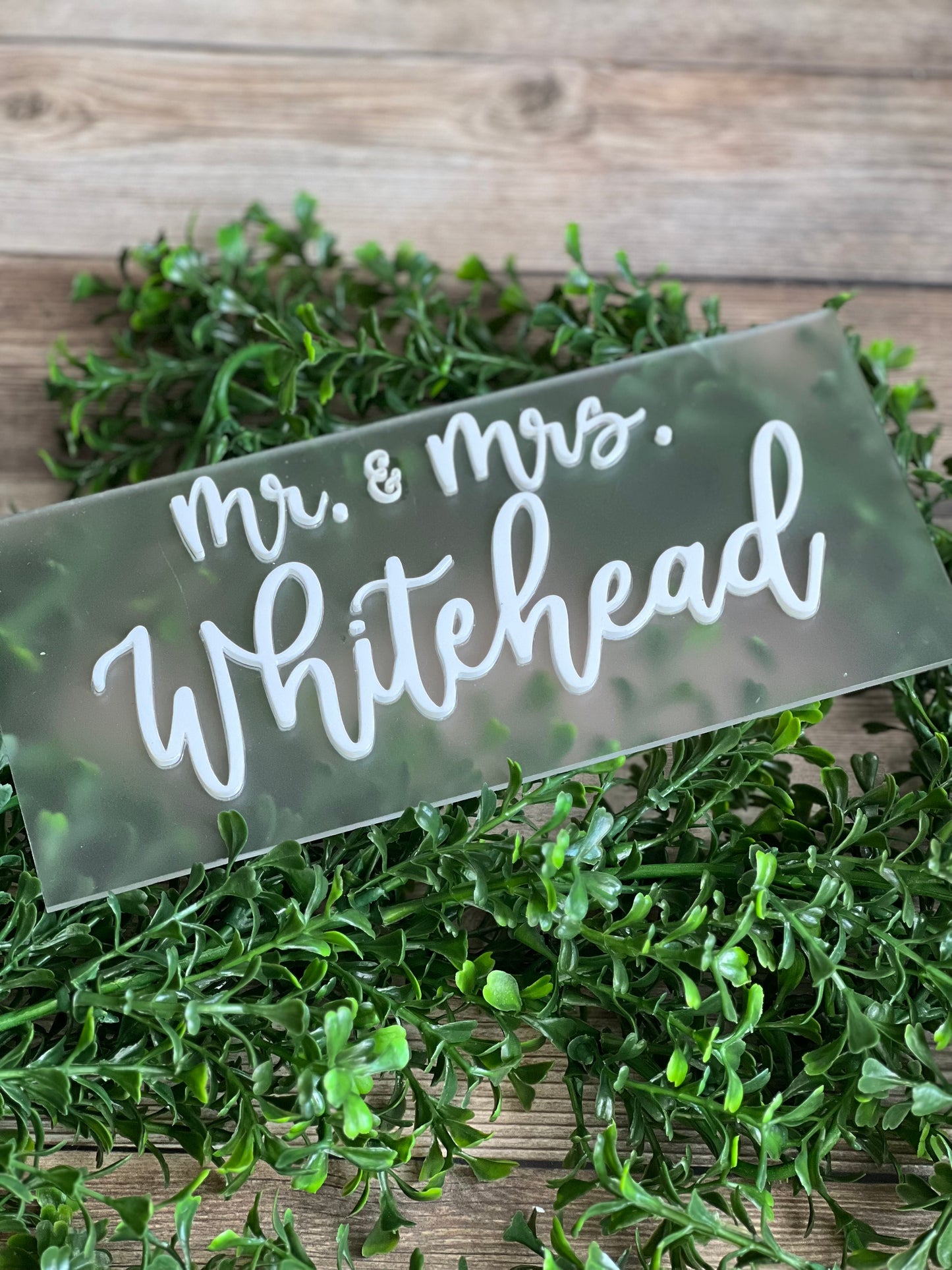 Mr. & Mrs. Wedding Head Table 3D Acrylic Signs | Family Name Laser Cut Acrylic Sign with Stand | Sweetheart Table Decor