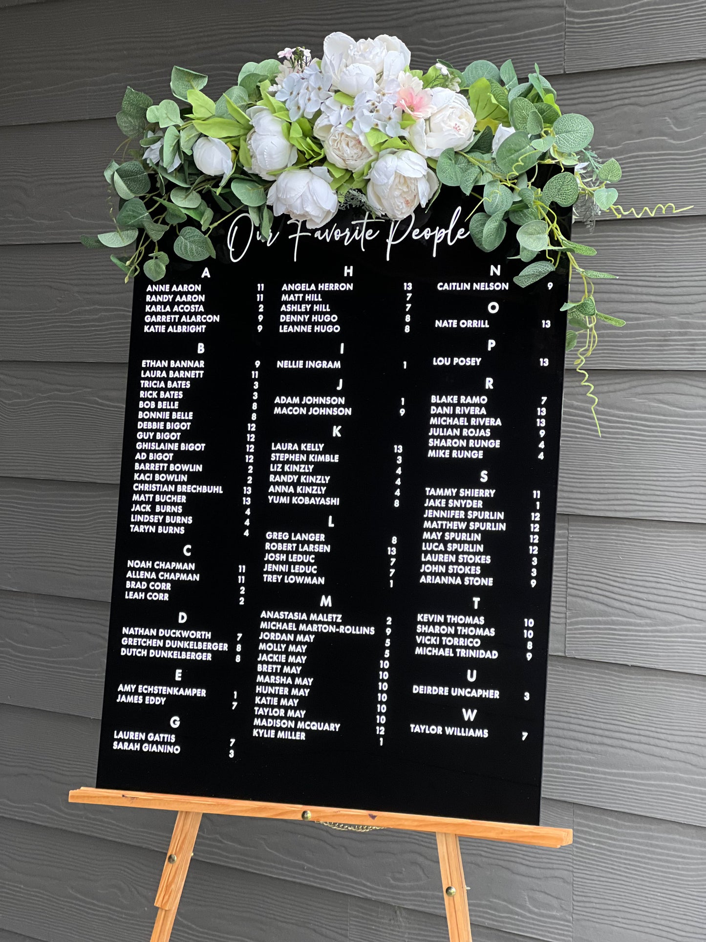 Laser Engraved Wedding Seating Chart