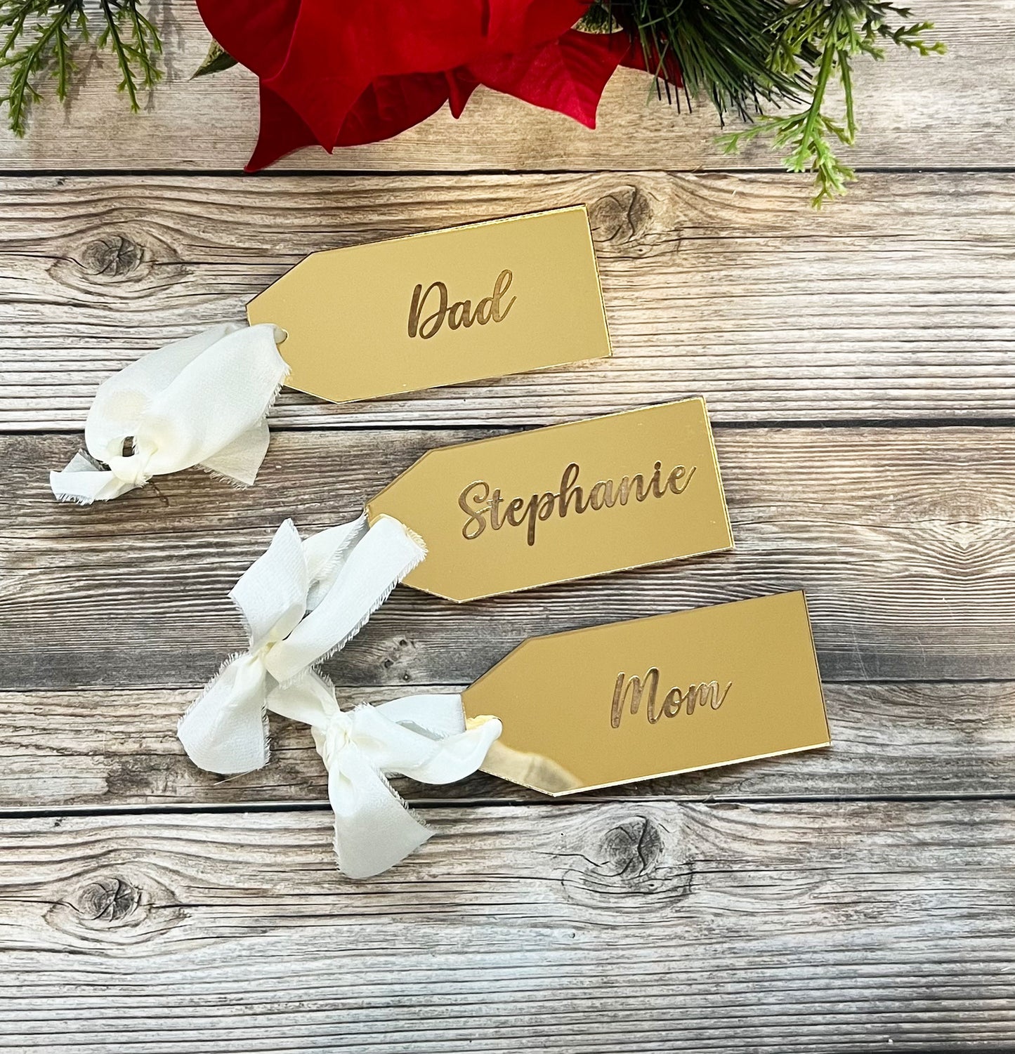 Personalized Mirror Acrylic Gift Tag | Personalized Stocking Tag | Engraved Gift Tags | Engraved Name Tags