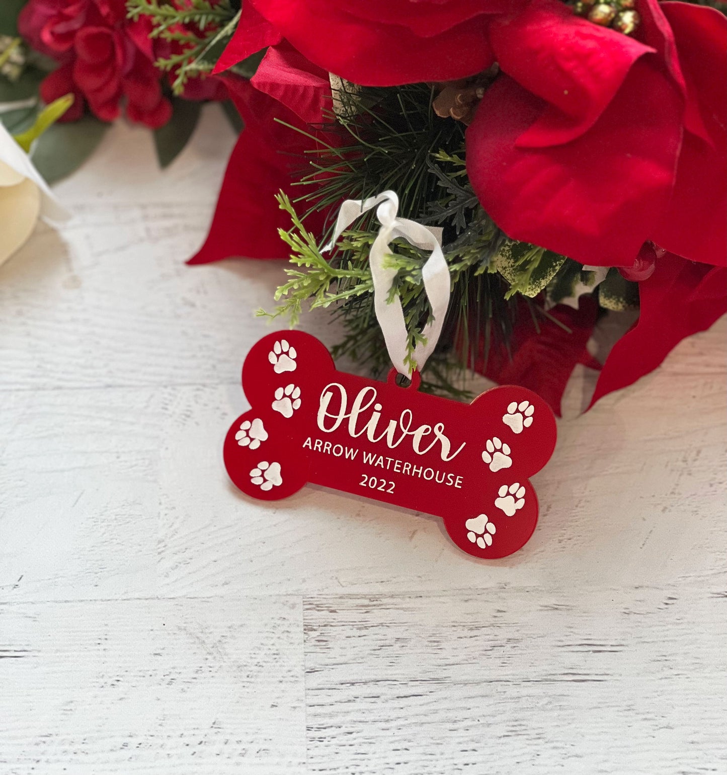 Personalized Pet Christmas Dog Bone Ornament