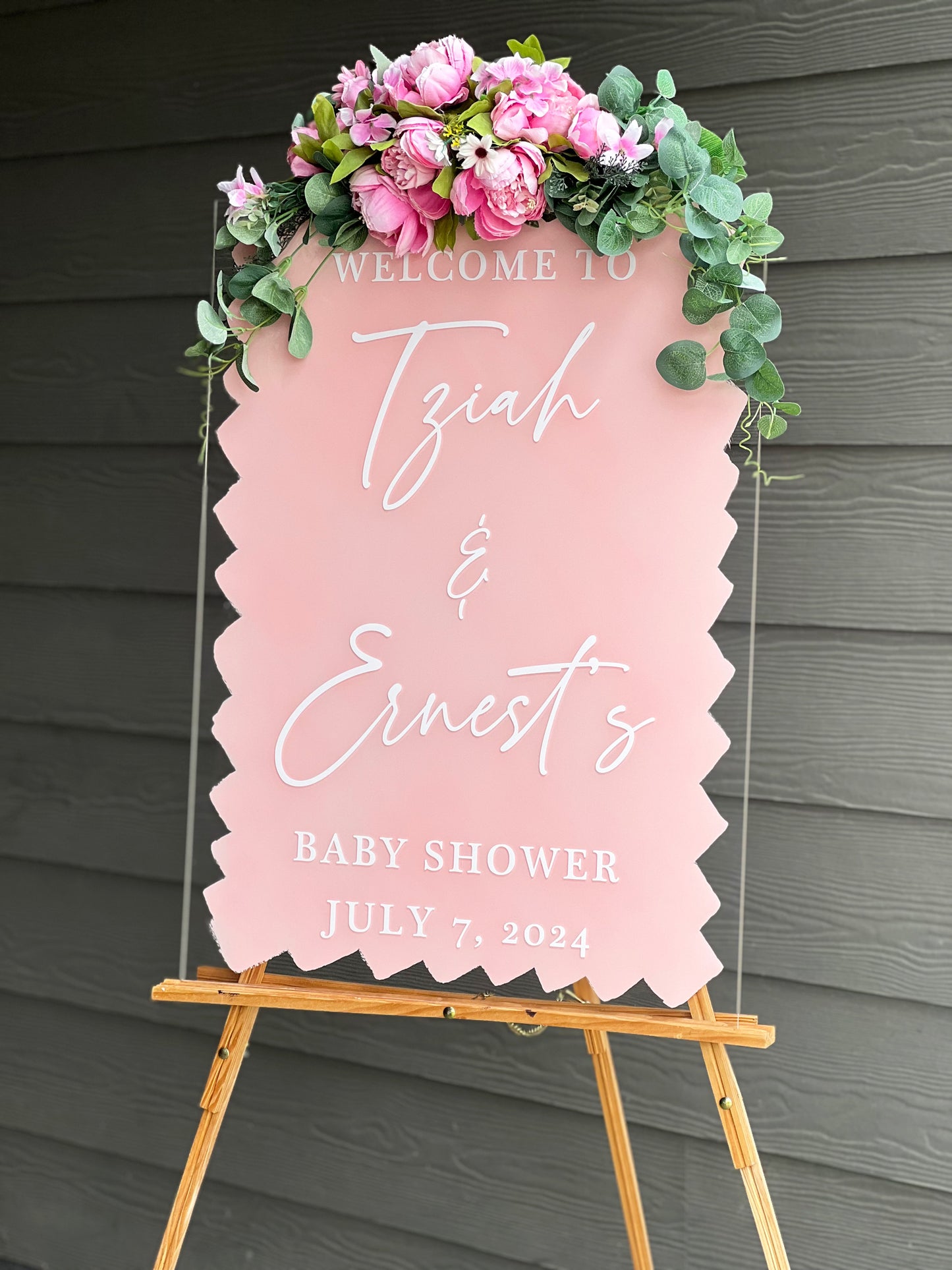 Acrylic Baby Shower Welcome Sign Painted Back | Acrylic Welcome Sign | Gender Reveal Sign