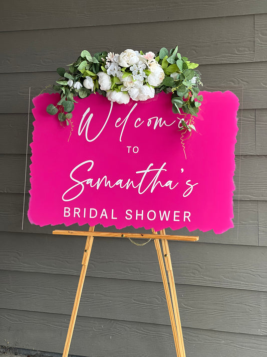 Back Painted Acrylic Bridal Shower Sign | Night Before Welcome Sign | Acrylic Welcome Sign