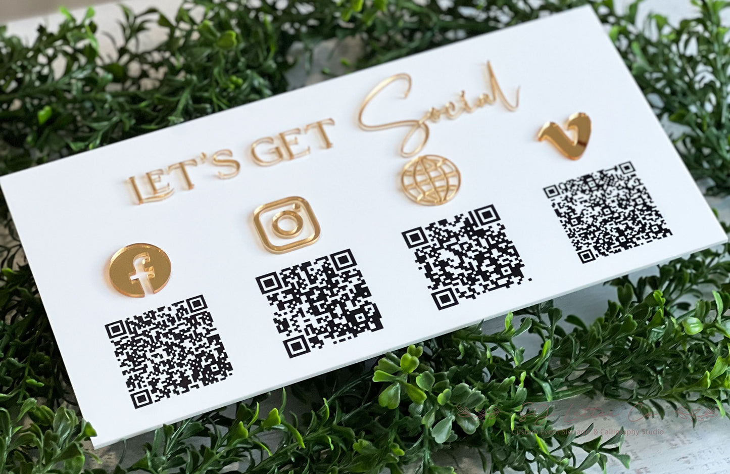 Customized Business Social Media Sign | Corporate Events QR Code Acrylic Sign