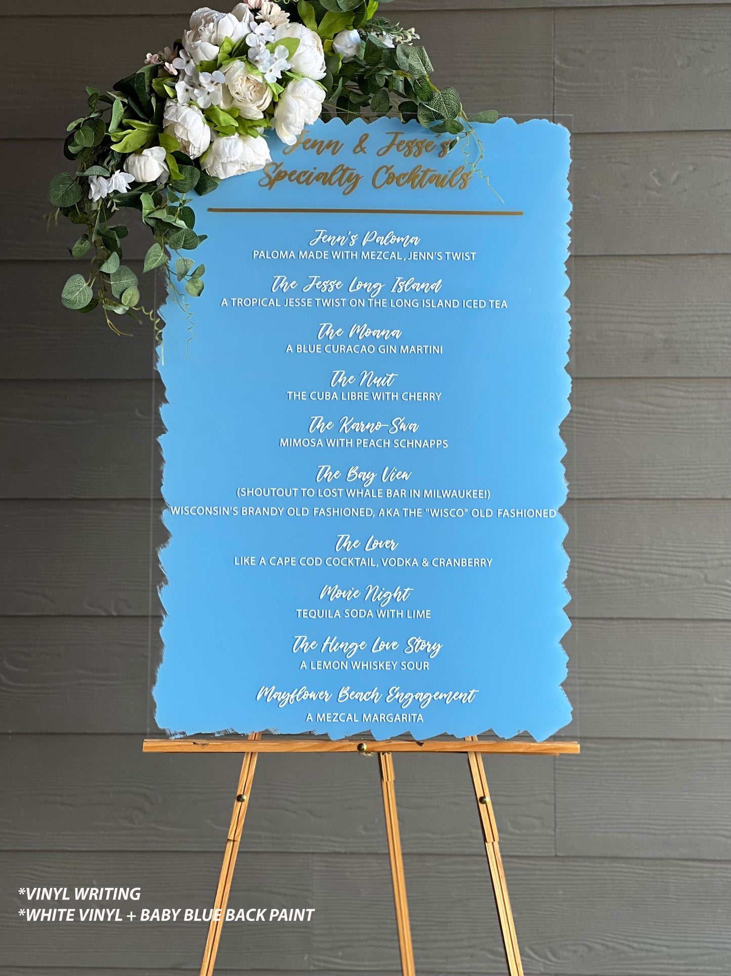 Large Bar Menu Acrylic Sign | Open Bar Sign | Signature Drinks Sign | Acrylic Wedding Sign