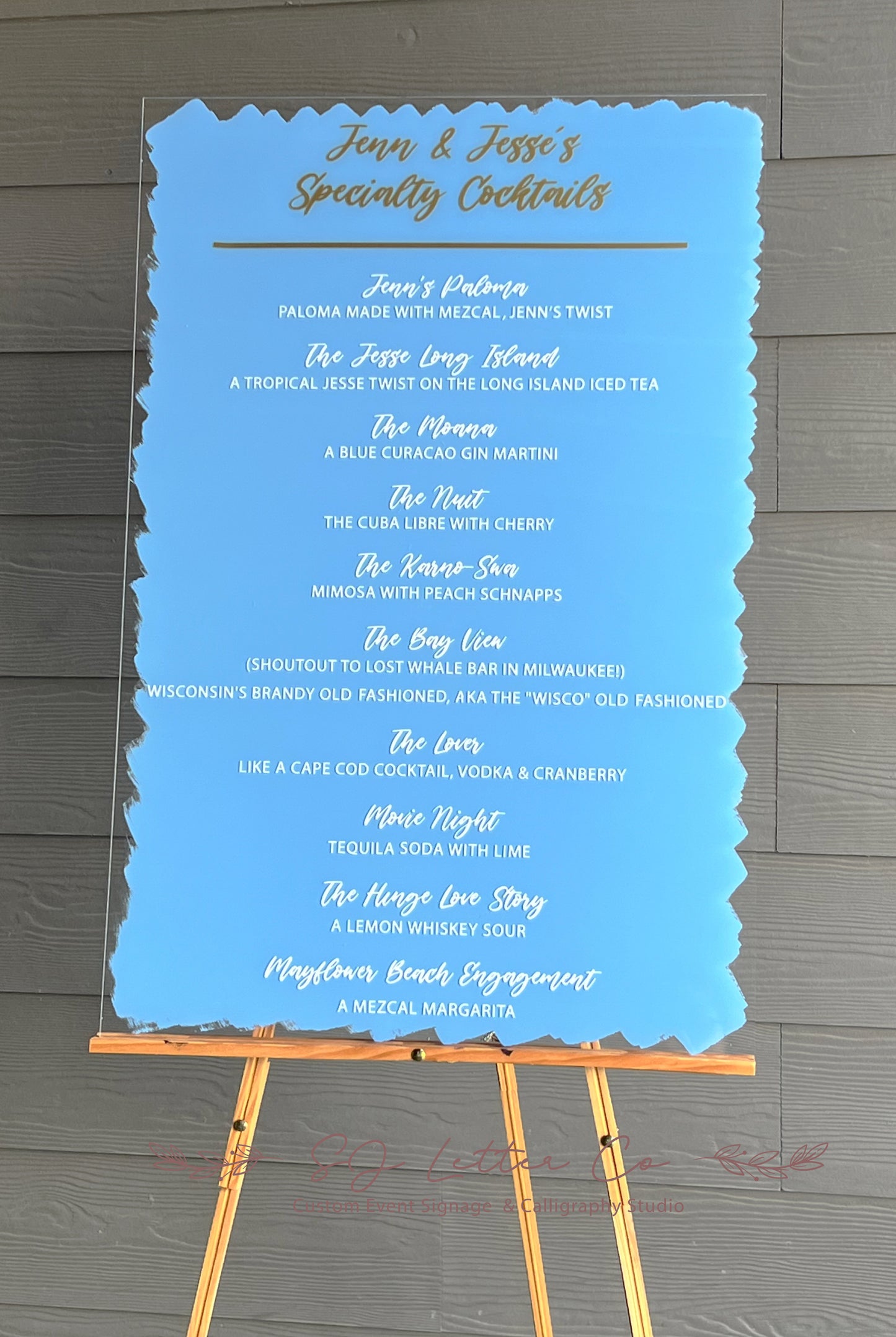 Large Wedding Menu Acrylic Sign | Bar Menu Sign | Cocktails Drinks Sign | Dinner Menu Sign