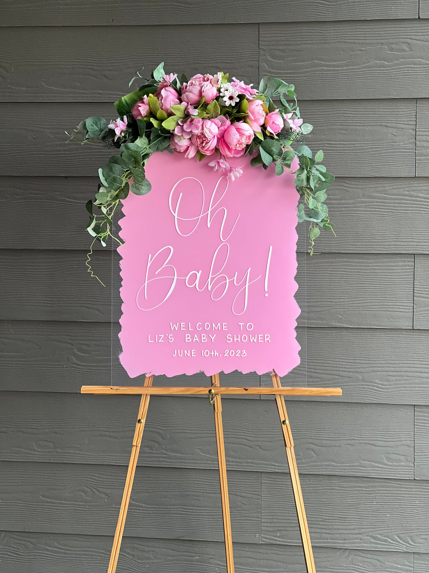 Acrylic Baby Shower Welcome Sign Painted Back | Acrylic Welcome Sign | Gender Reveal Sign