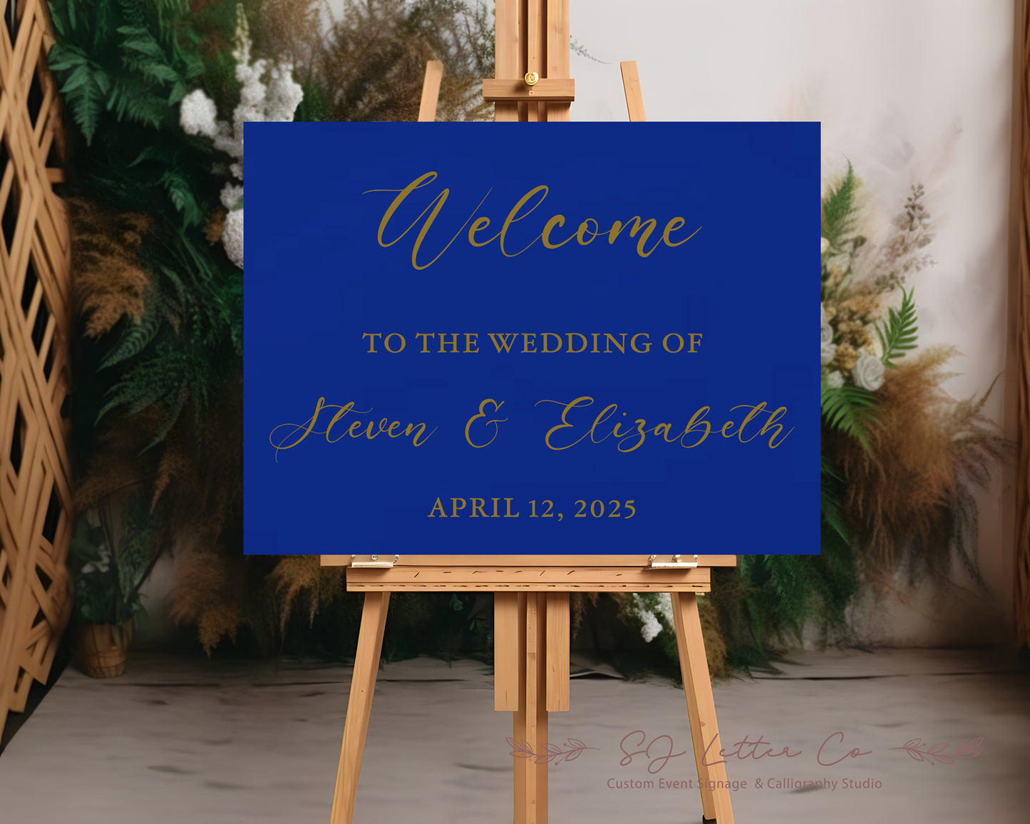 Solid Navy Blue Acrylic Wedding Welcome Sign | Modern Chic Wedding Welcome Sign