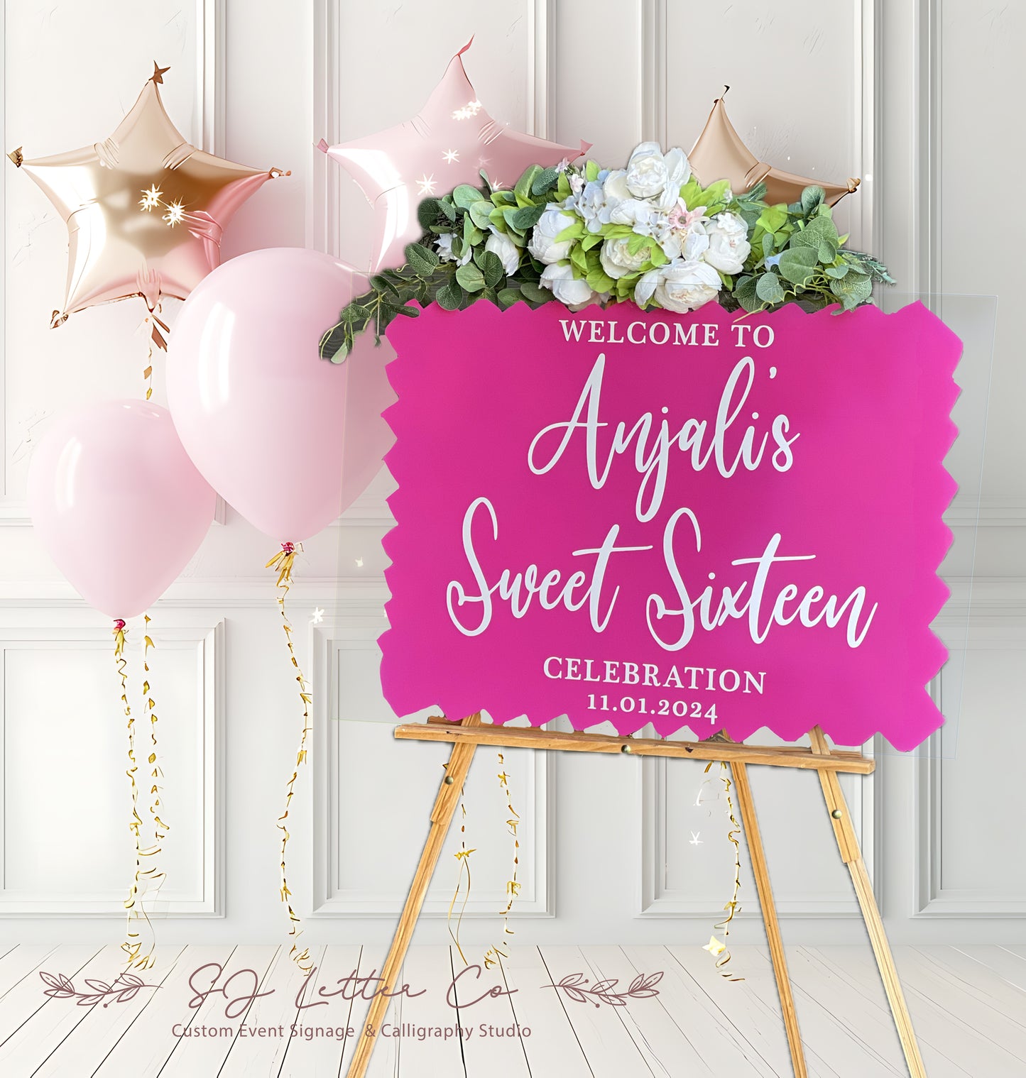 Acrylic Birthday Welcome Sign | Custom Birthday Party Welcome Sign | Sweet Sixteen Party Sign