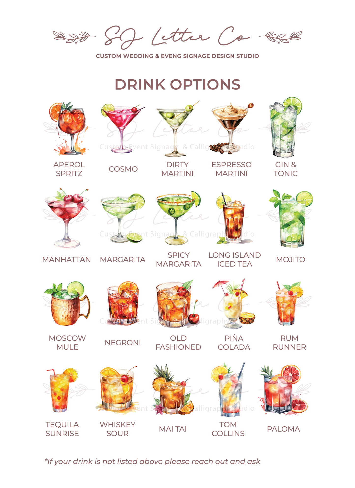 Wood Wedding Drinks Sign | Illustrated His & Hers Drinks Wood Wedding Sign | Wood Wedding Bar Sign