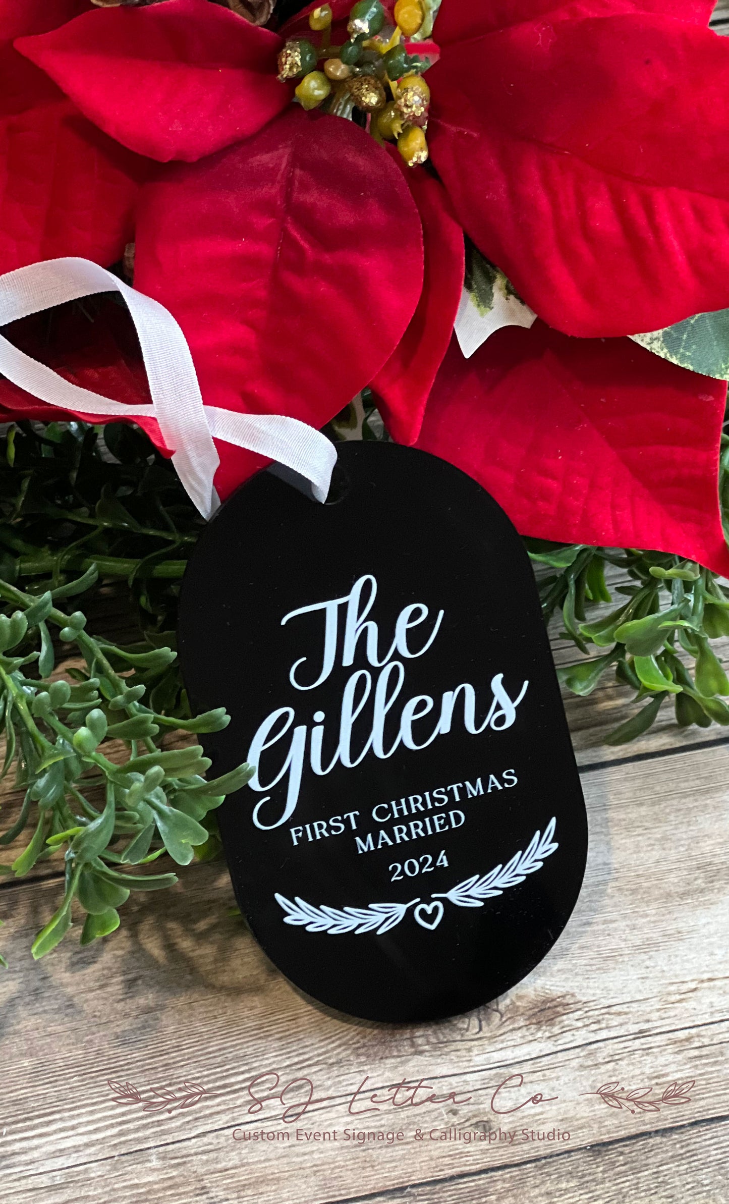 Personalized Oval Acrylic Christmas Ornament | Custom Acrylic Ornaments | Personalized Holiday Ornaments