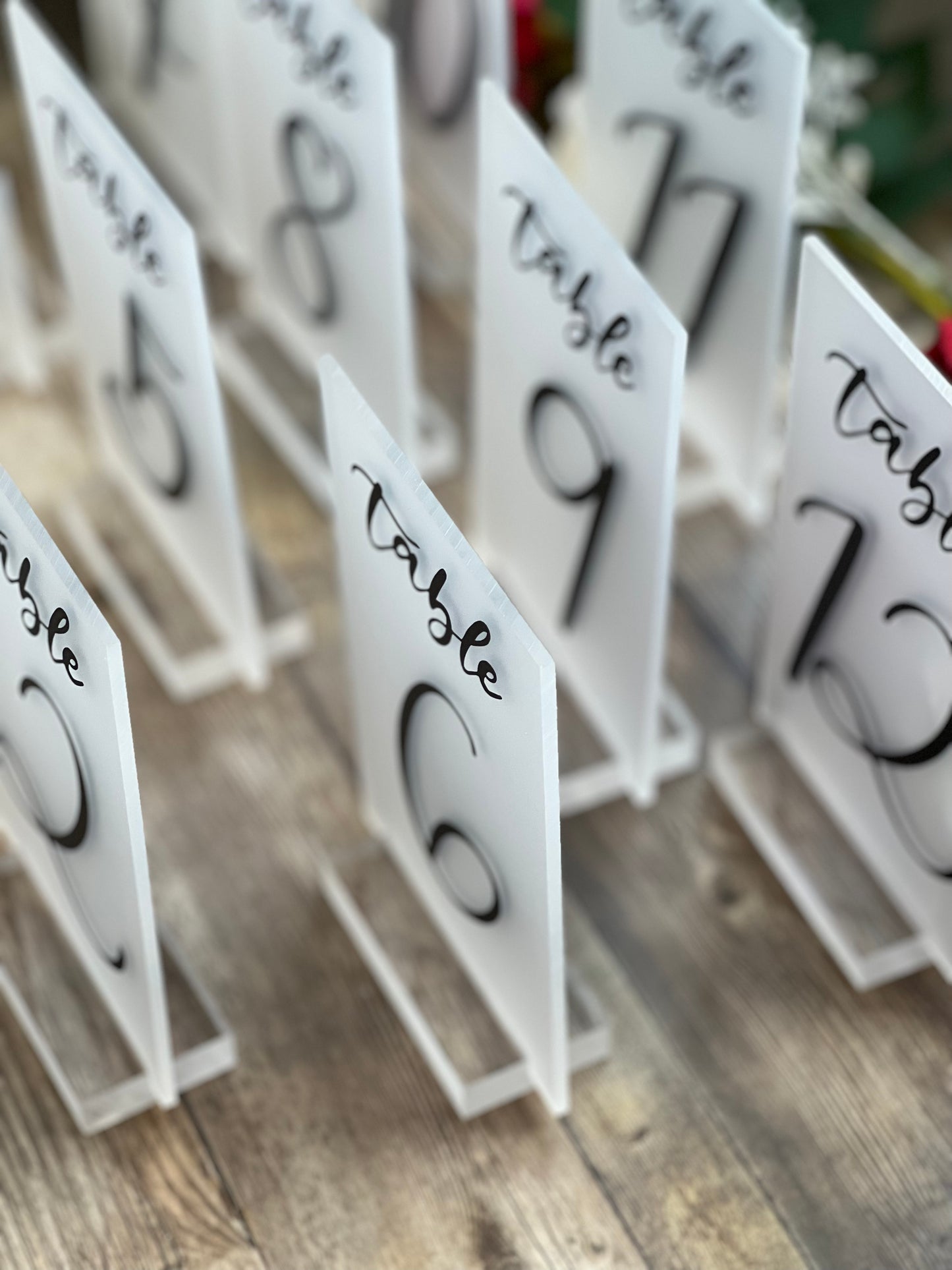 Frosted Acrylic Table Number Sign | Frosted and White Acrylic Wedding Sign | Modern Wedding Table Numbers