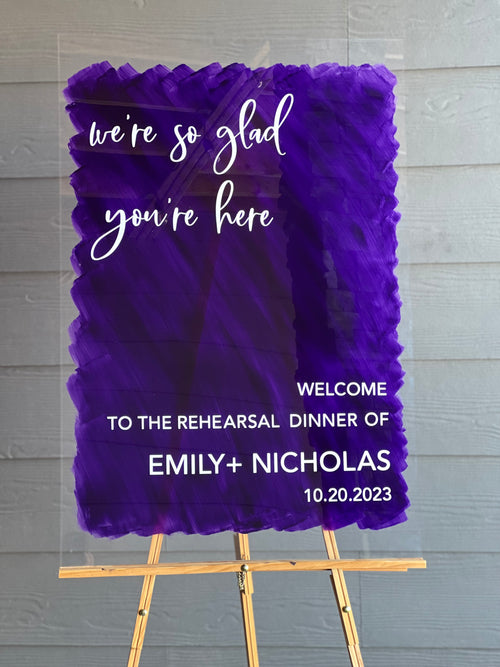 Acrylic Pick A Seat Sign | We're So Glad You're Here Sign | Unplugged Ceremony Sign