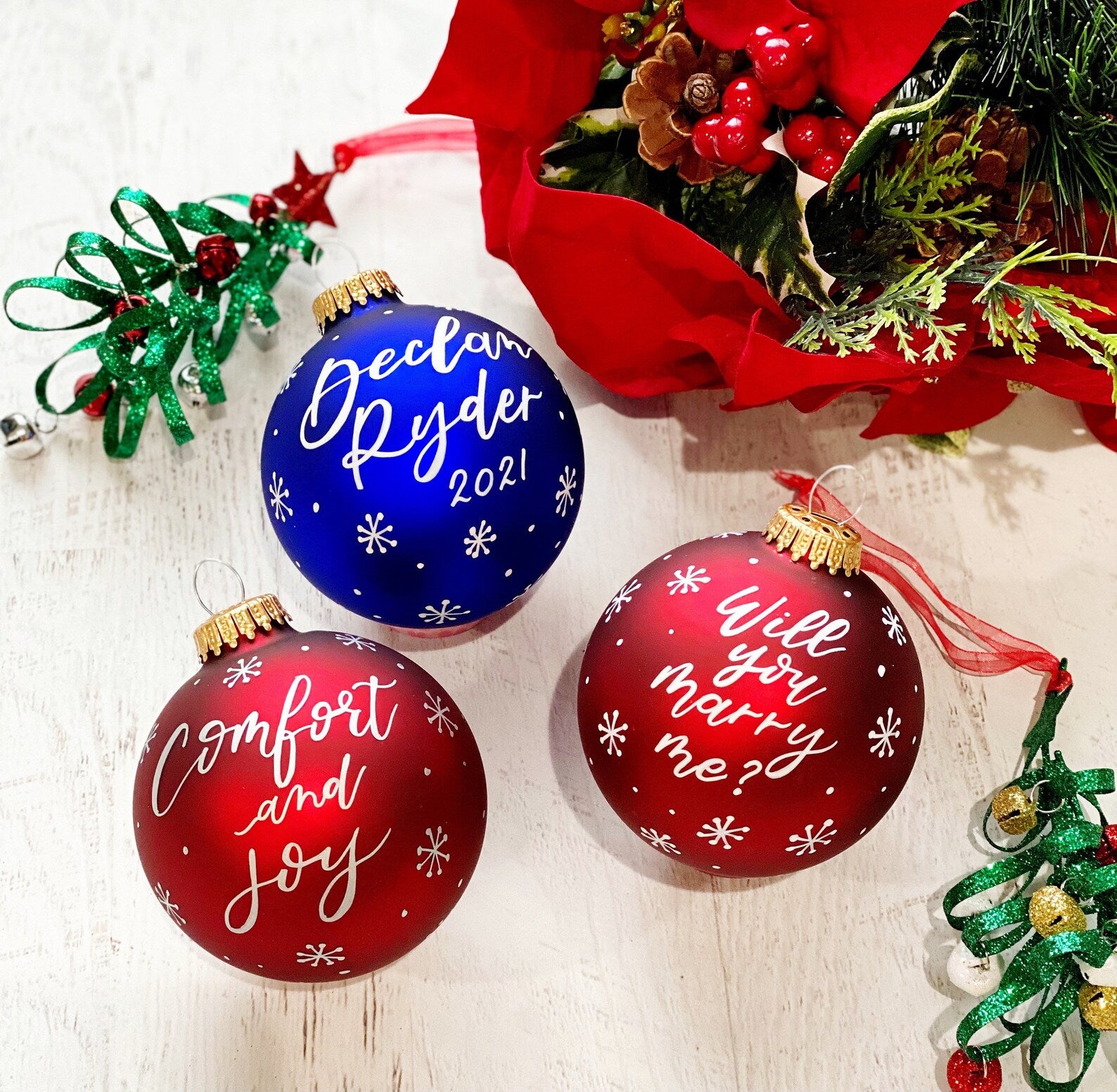 3.25IN Custom Glass Ornament Balls | Personalized Christmas Ornament – sjletterco