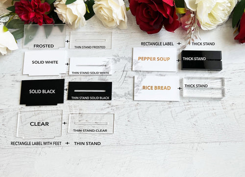 Buffet Food Acrylic Sign / Food Label Signs / Wedding Buffet Name Signs / Buffet Signage / Custom Acrylic Place Card Labels