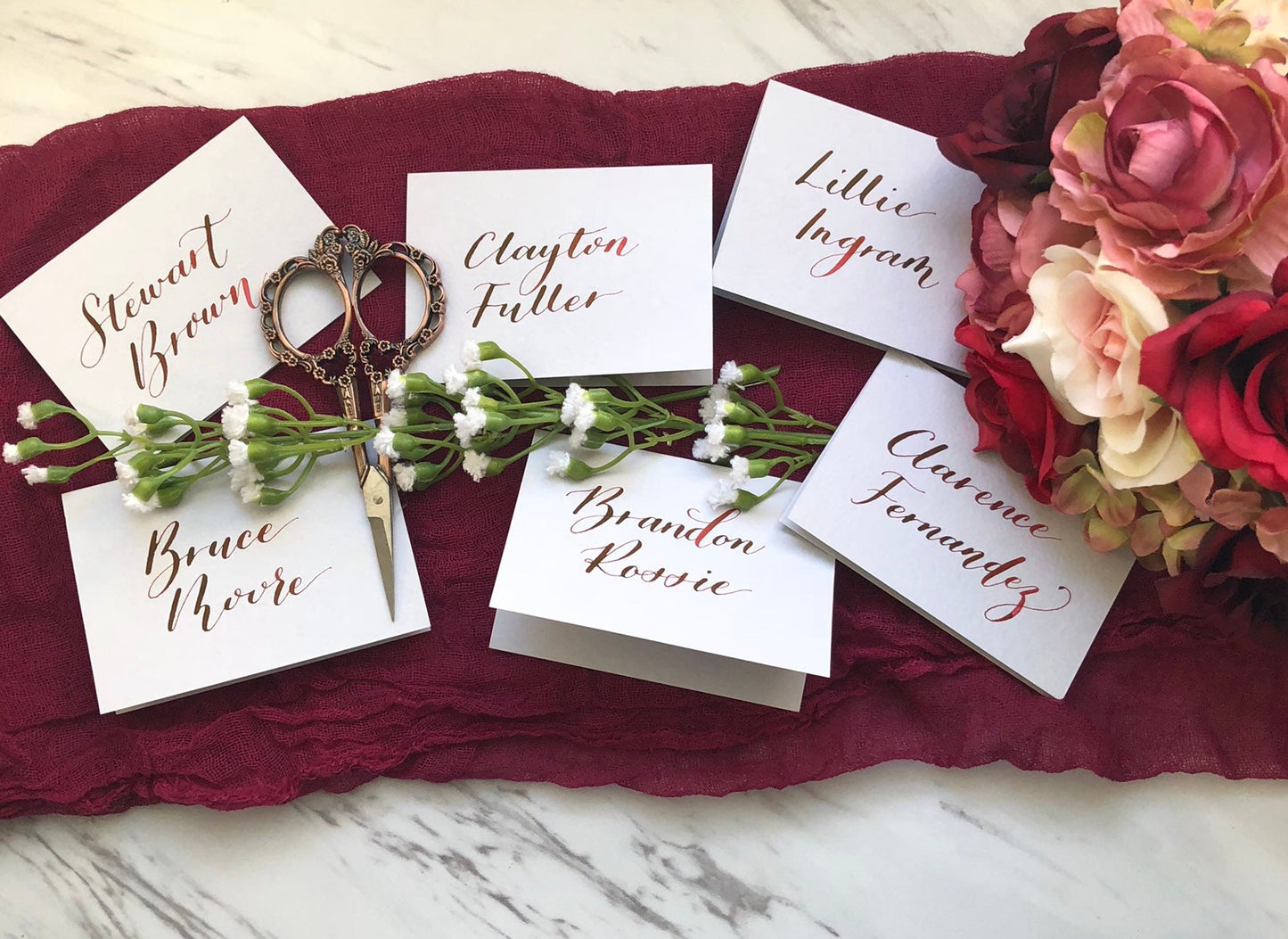 Handwritten Wedding Calligraphy Tented Place Cards