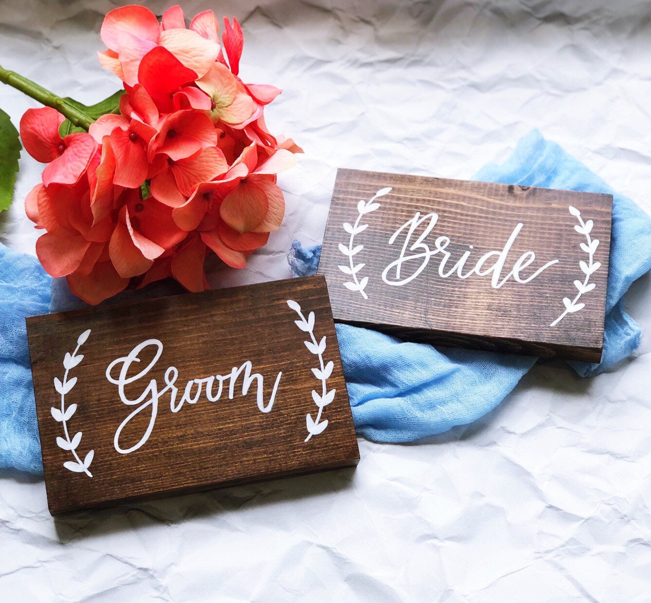 Mr. & Mrs. Wedding Head Table Wood Signs | Bride and Groom Wreath Wood Sign | Rustic Wedding Decor Sign