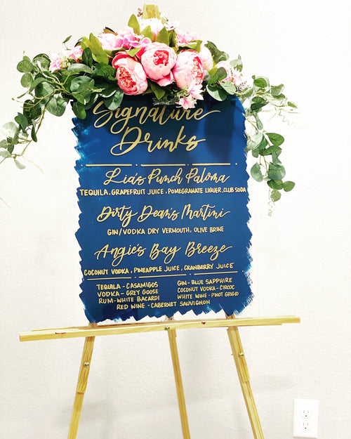 Large Bar Menu Acrylic Sign | Open Bar Sign | Signature Drinks Sign | Acrylic Wedding Sign