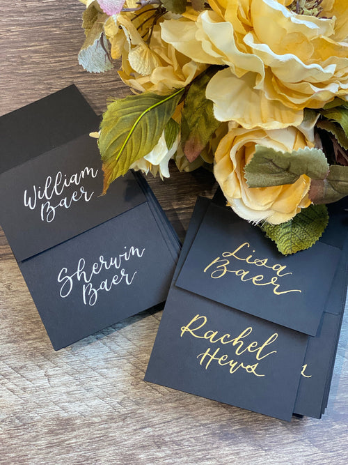 Handwritten Wedding Calligraphy Tented Place Cards