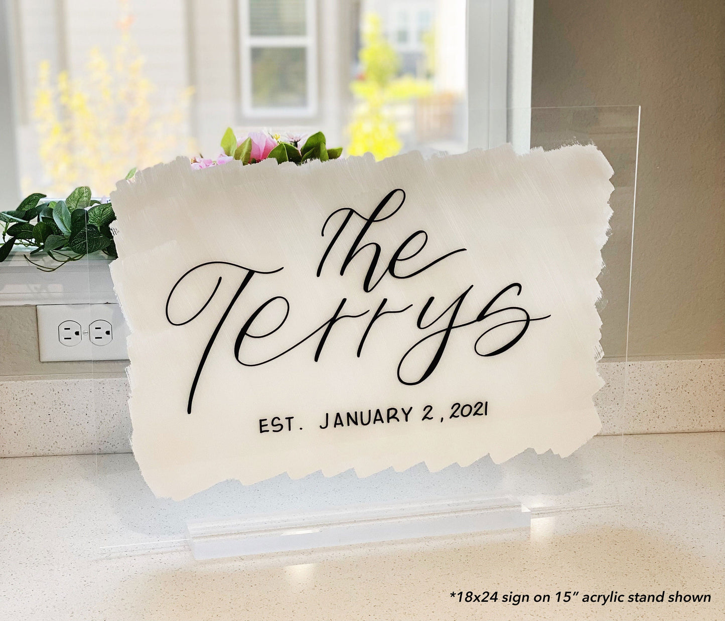 Large Acrylic Sign Holder | Acrylic Wedding Sign Stand | Clear Acrylic Stand | Black Acrylic Stand