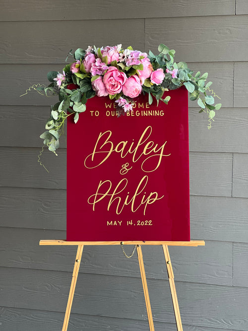 Solid Burgundy Acrylic Sign | Birthday Party Sign | Acrylic Wedding Sign