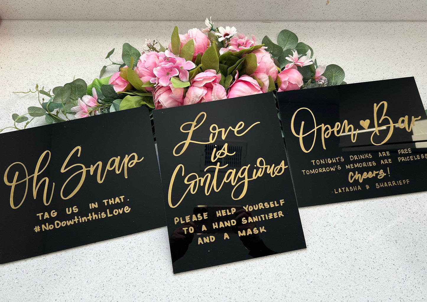 Black Acrylic Wedding Sign | Custom Quotes Calligraphy Wedding Acrylic Sign | Custom Verse Acrylic Sign