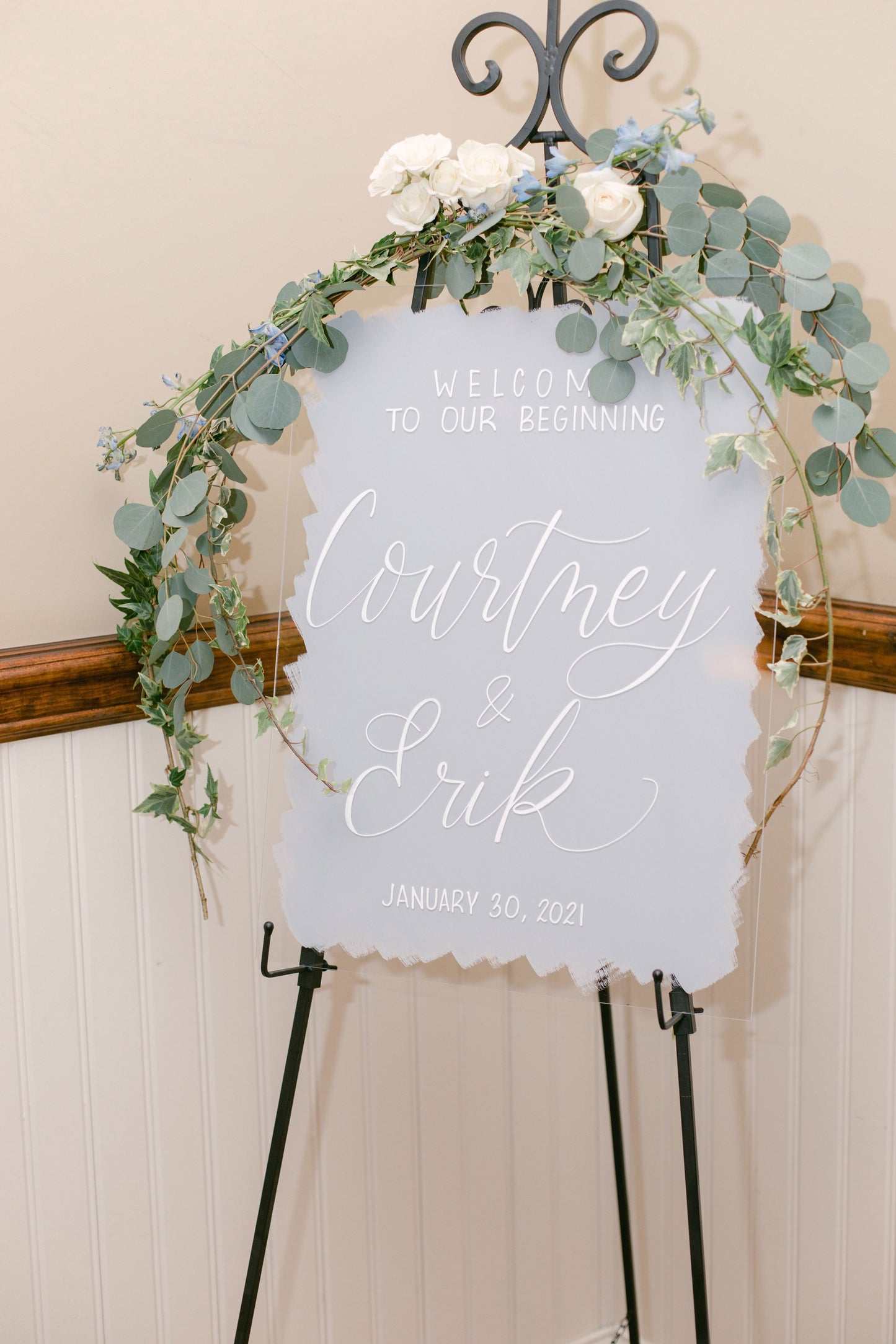 Back Painted Acrylic Wedding Welcome Sign | Welcome to our Wedding Sign