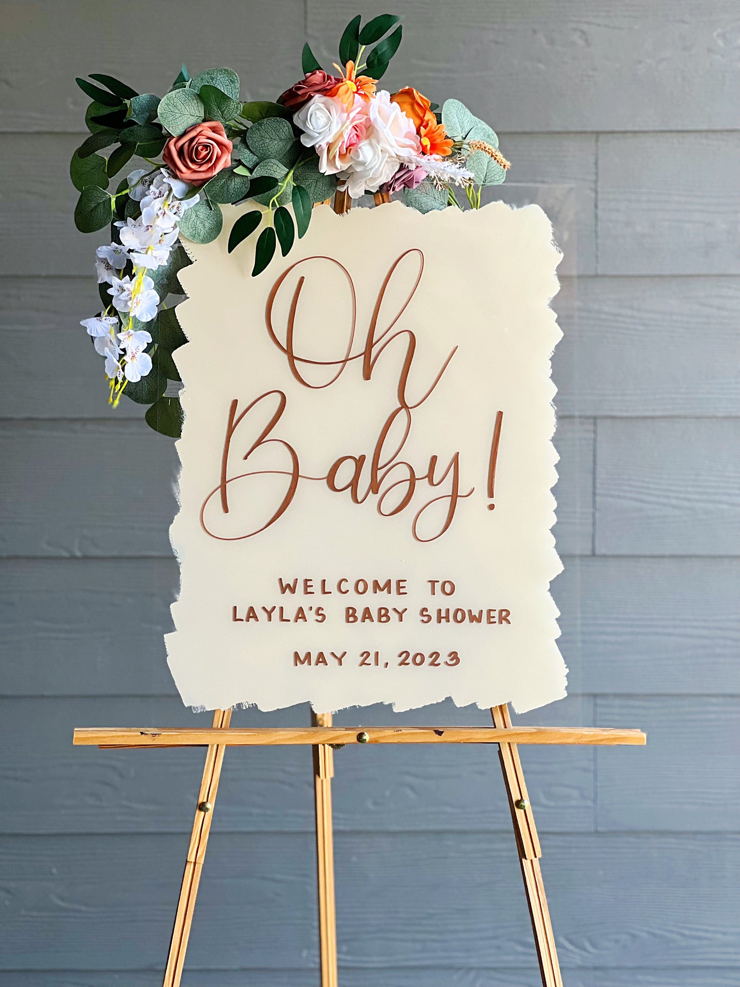 Acrylic Baby Shower Welcome Sign Painted Back | Acrylic Welcome Sign | Gender Reveal Sign