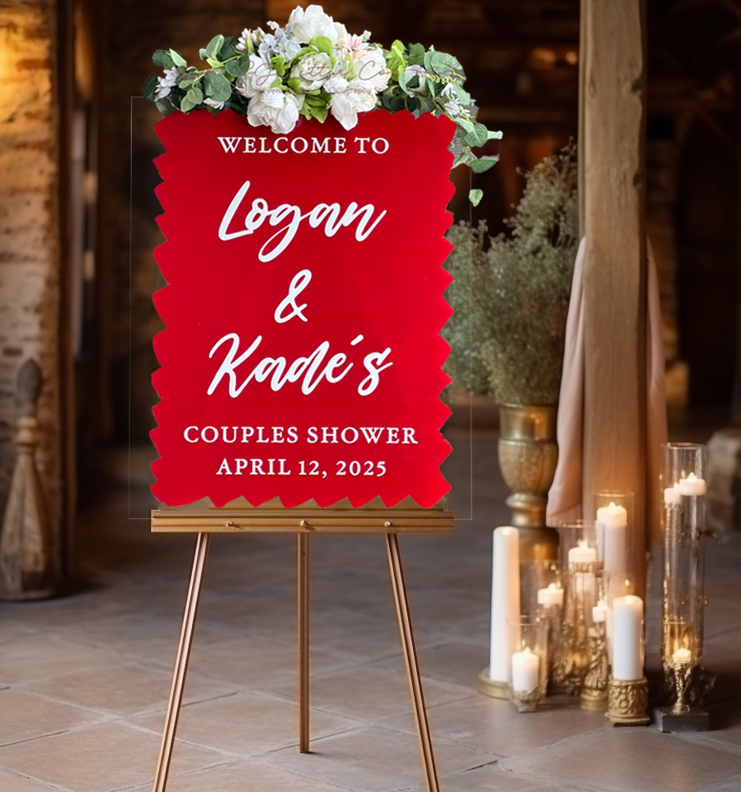 We're So Glad You're Here Acrylic Wedding Welcome Sign