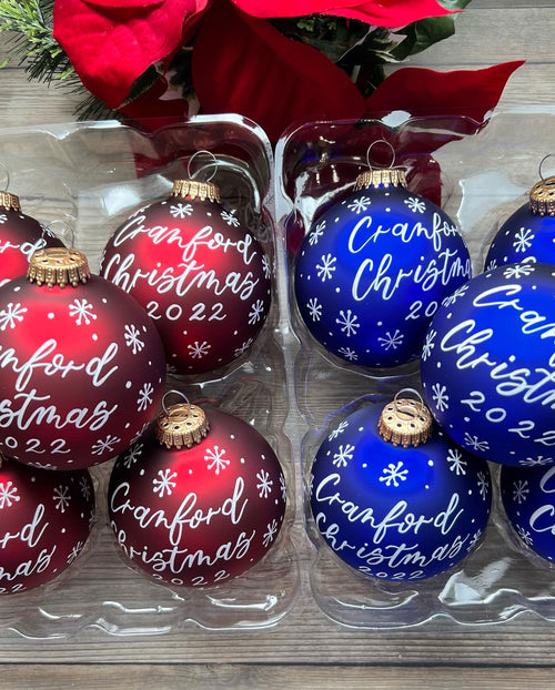 Personalized Family Christmas Glass Ball Ornament