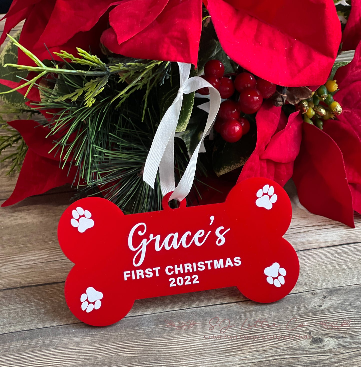 Personalized Acrylic Dog Bone Ornament | Custom Acrylic Pet Ornament | Personalized Pet Ornaments | Custom Dog Tags