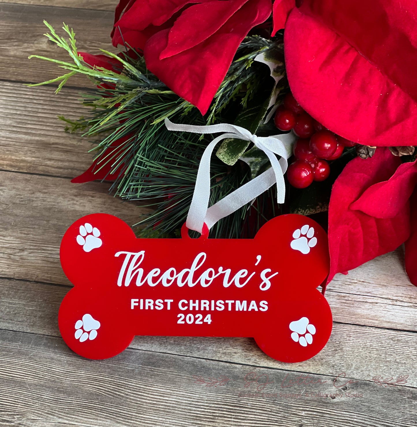 Personalized Acrylic Dog Bone Ornament | Custom Acrylic Pet Ornament | Personalized Pet Ornaments | Custom Dog Tags