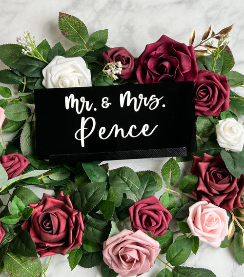 Mr. & Mrs. Wedding Head Table 3D Acrylic Signs | Family Name Laser Cut Acrylic Sign with Stand | Sweetheart Table Decor