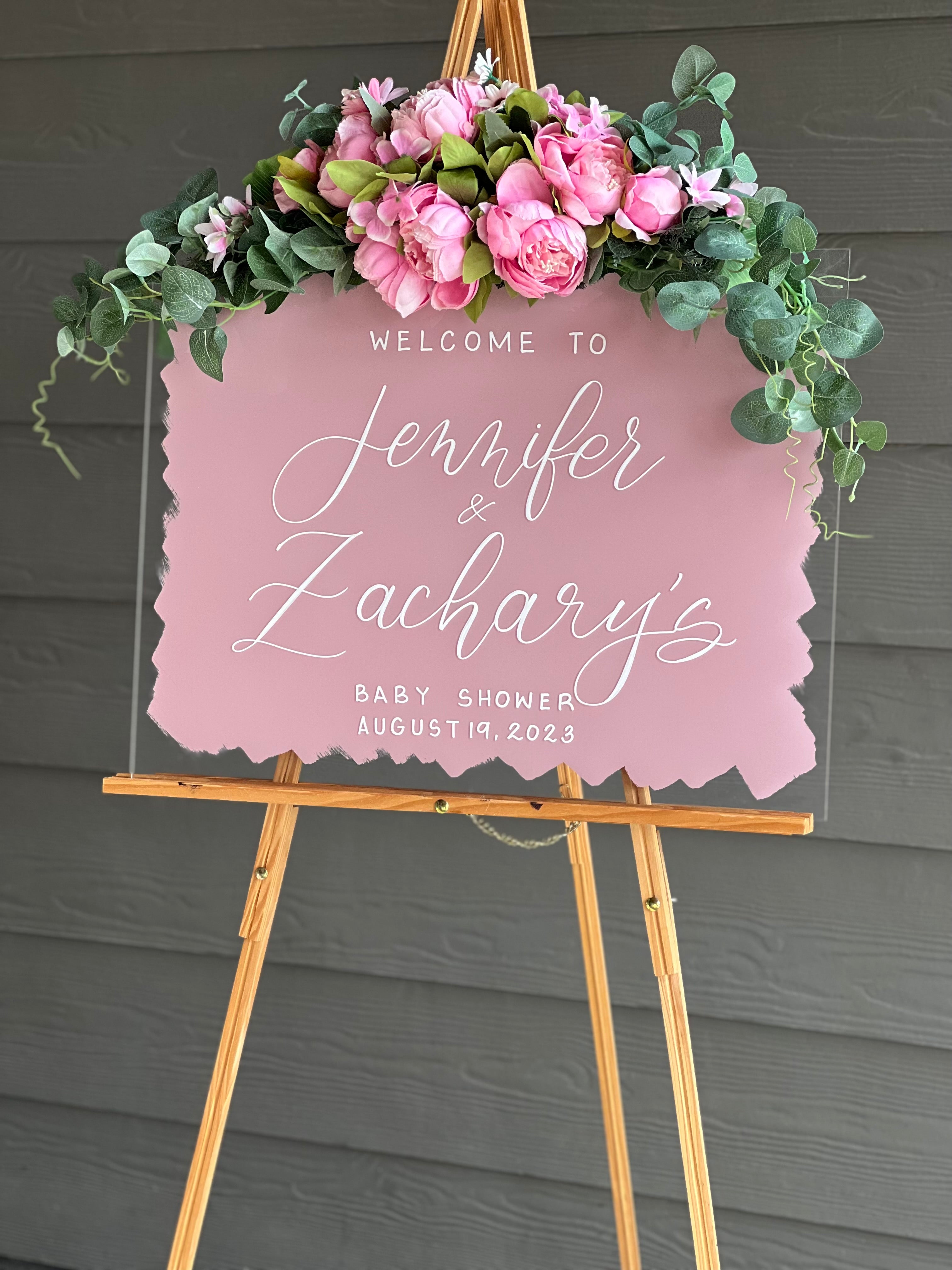 Baby Shower Welcome Sign with Painted Back outlet | Acrylic Baby Shower Welcome Sign with Brushed Paint | Baby Shower Ideas