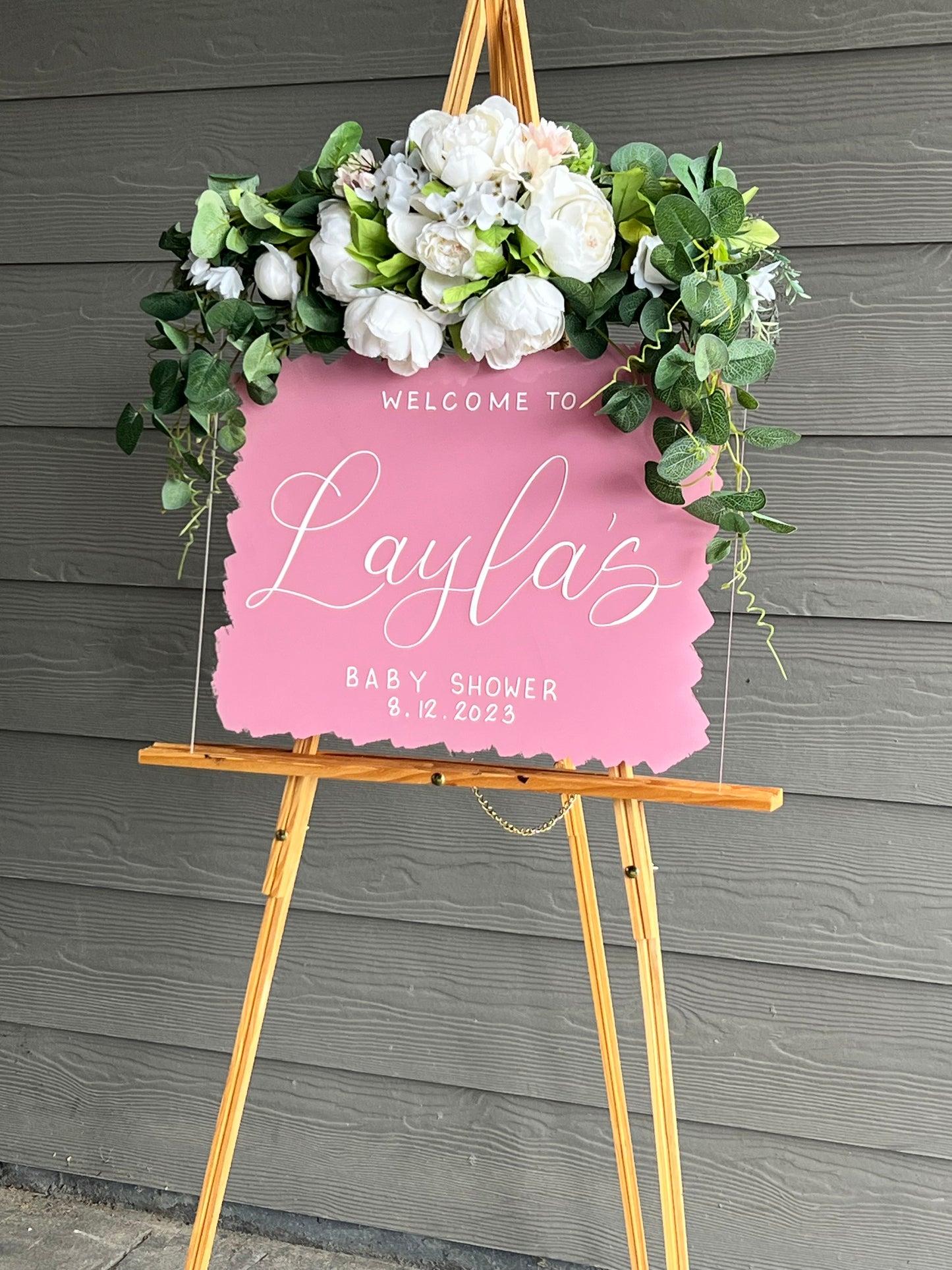 Acrylic Baby Shower Welcome Sign Painted Back | Acrylic Welcome Sign | Gender Reveal Sign