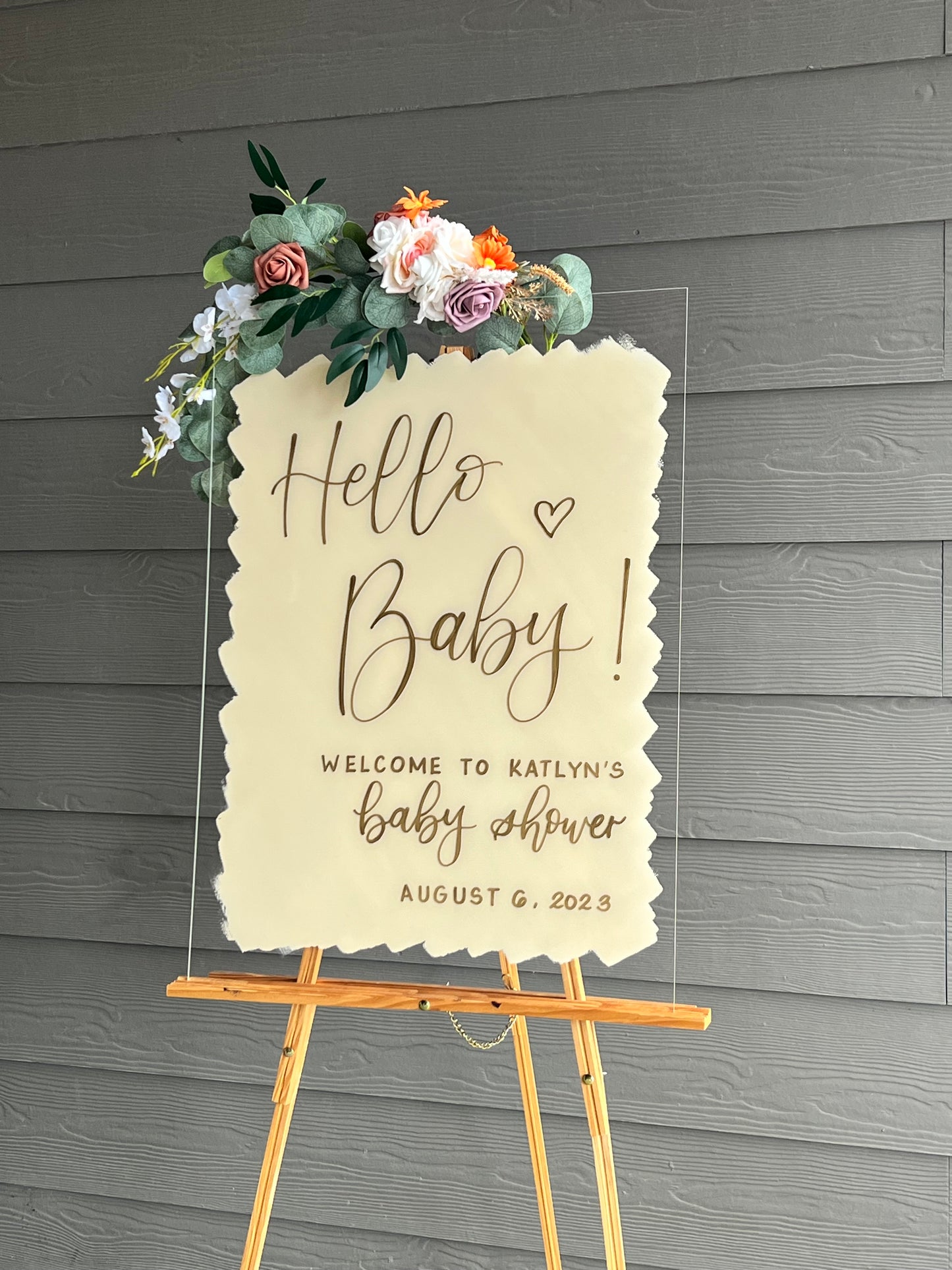 Acrylic Baby Shower Welcome Sign Painted Back | Acrylic Welcome Sign | Gender Reveal Sign