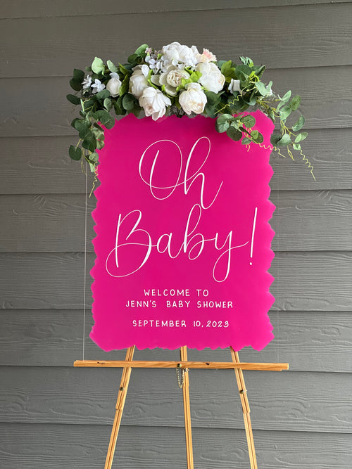 Acrylic Baby Shower Welcome Sign Painted Back | Acrylic Welcome Sign | Gender Reveal Sign