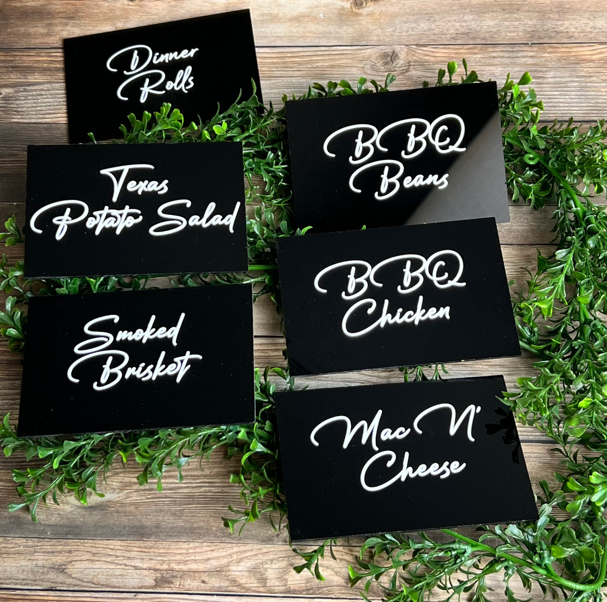 Dinner Set Sign Custom Small Acrylic Table Sign | Buffet Food Table Sign | Painted Bac ...