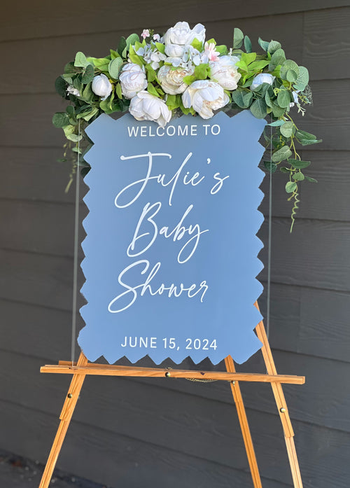 Acrylic Baby Shower Welcome Sign Painted Back Acrylic Welcome Sign Gender Reveal Sign