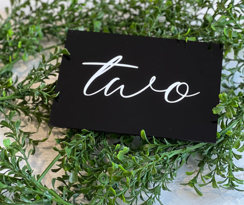 Black Acrylic Wedding Table Number Sign